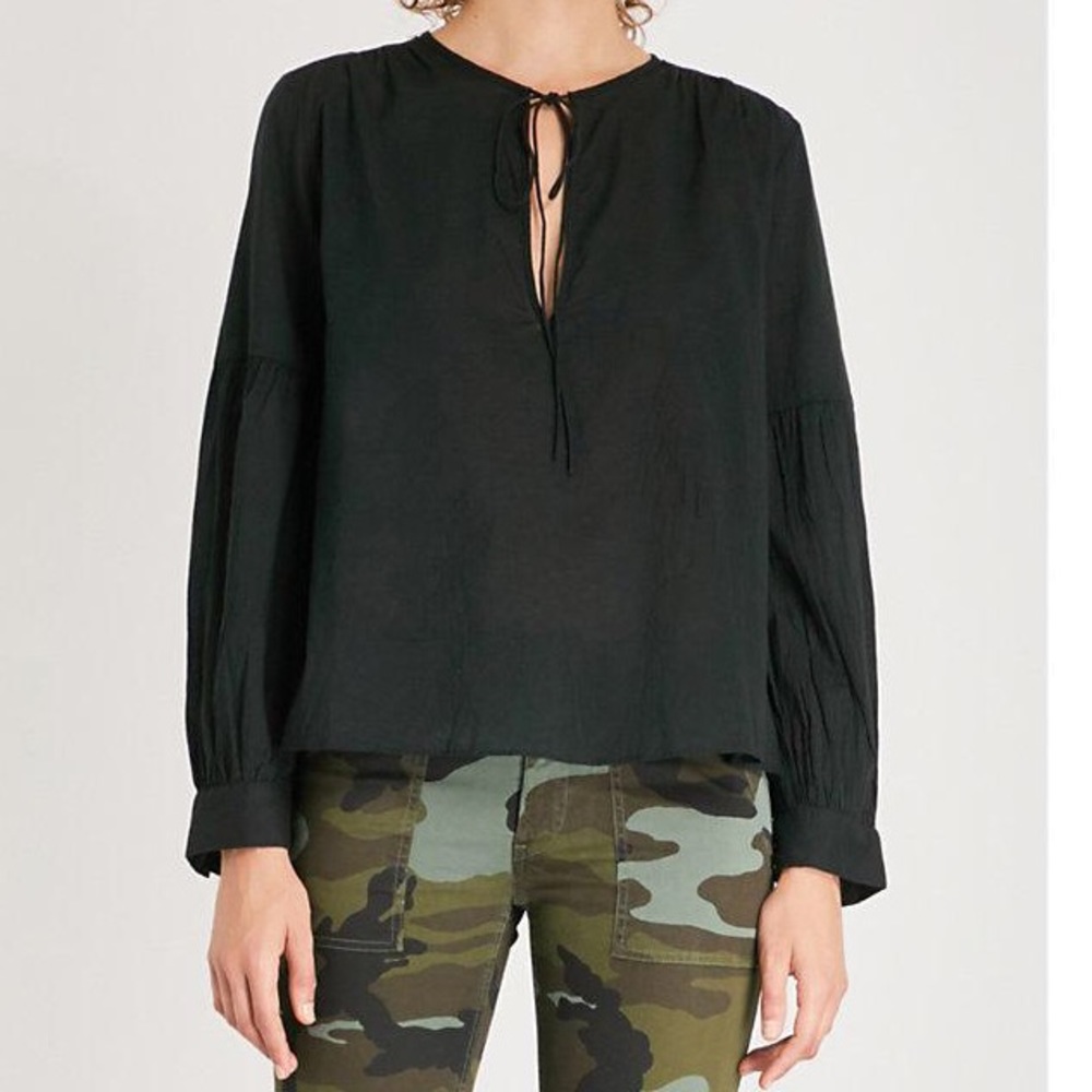 Nili Lotan Anla Black Cotton Top